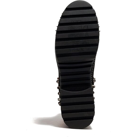 Women's Black Studded Goth Punk Spiky Bold Design Chunky Heel Comfort Boot - Picture 7 of 7